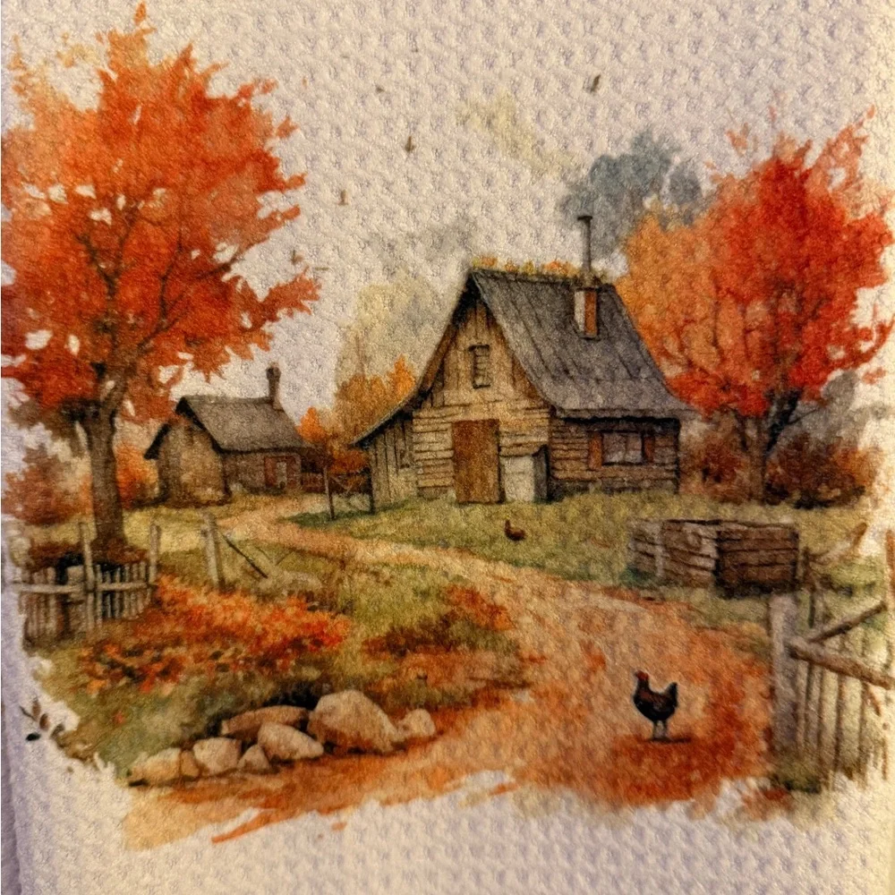 Autumn Rustic Barn 2 Piece Towel Set